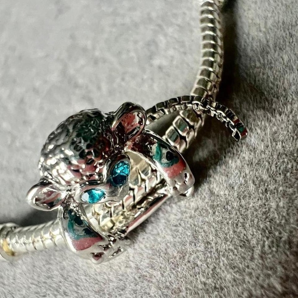 Silver Monkey Charm With Blue Crystal Eyes Fits Pandora Bracelet - Picture 8 of 8